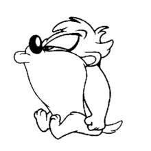 Dibujo de Baby Taz caminando con la cabeza baja para colorear