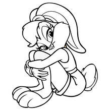 Dibujo de Baby Lola Bunny abrazando sus rodillas para colorear