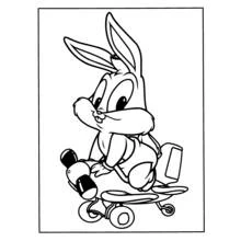 Dibujo de Baby Bugs Bunny sobre un avión de juguete para colorear