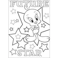 Dibujo de Piolín futura estrella entre las estrellas para colorear