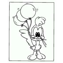 Dibujo de Personaje de Baby Looney Tunes sosteniendo globos para colorear