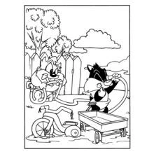 Dibujo de Baby Looney Tunes jugando en el jardín para colorear