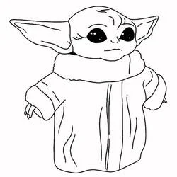 Dibujo de Bebé Yoda de pie tranquilo para colorear Dibujo de Bebé Yoda de pie tranquilo para colorear