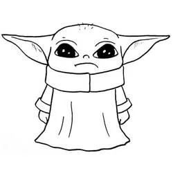 Dibujo de Bebé Yoda de pie con grandes orejas para colorear Dibujo de Bebé Yoda de pie con grandes orejas para colorear