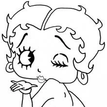 Dibujo de Betty Boop lanzando un beso para colorear