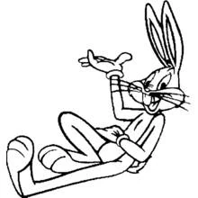 Dibujo de Bugs Bunny recostado y relajado para colorear