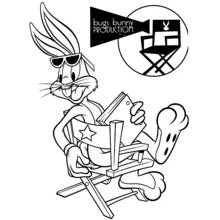 Dibujo de Bugs Bunny sentado en una silla de director para colorear