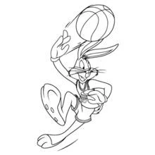 Dibujo de Bugs Bunny jugando baloncesto para colorear