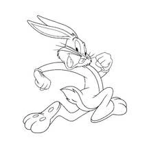 Dibujo de Bugs Bunny corriendo con los puños cerrados para colorear