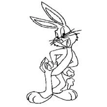 Dibujo de Bugs Bunny de pie con las piernas cruzadas para colorear
