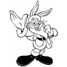 Dibujo de Bugs Bunny saludando con abrigo de invierno para colorear