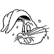 Dibujo de Bugs Bunny llorando con orejas grandes para colorear