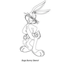 Dibujo de Bugs Bunny de pie con una zanahoria para colorear