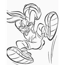 Dibujo de Bugs Bunny encestando un balón de baloncesto para colorear