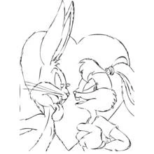 Dibujo de Bugs Bunny y Lola Bunny enamorados para colorear