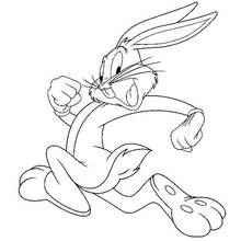 Dibujo de Bugs Bunny corriendo con los puños en alto para colorear