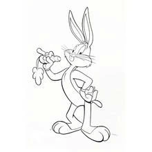 Dibujo de Bugs Bunny sosteniendo una zanahoria para colorear