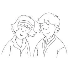 Dibujo de Los padres de Caillou sonriendo juntos para colorear