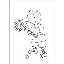 Dibujo de Caillou jugando al tenis para colorear