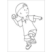 Dibujo de Caillou lanzando una pelota para colorear