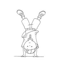 Dibujo de Caillou haciendo el pino para colorear