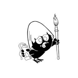 Dibujo de Calimero pintando con un pincel y un tubo para colorear