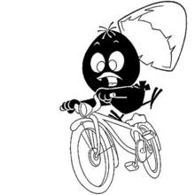 Dibujo de Calimero pedaleando con cáscara de huevo para colorear