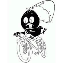 Dibujo de Calimero montando en bicicleta para colorear