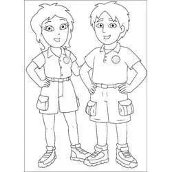 Dibujo de Diego y una amiga posando juntos para colorear