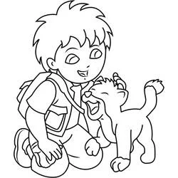 Dibujo de Diego con Bebé Jaguar para colorear