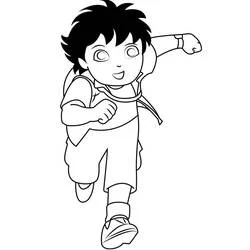 Dibujo de Diego corriendo con el puño en alto para colorear