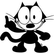 Dibujo de Félix el Gato señalando hacia arriba para colorear