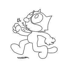 Dibujo de Félix el Gato silbando mientras camina para colorear