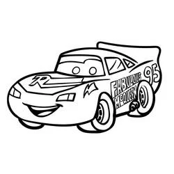 Dibujo de Flash McQueen sonriente como coche de carreras para colorear
