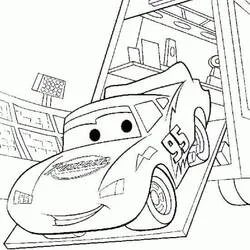Dibujo de Flash Mcqueen saliendo del garaje para colorear