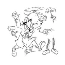 Dibujo de Gadget Inspector corriendo con todos sus accesorios para colorear Dibujo de Gadget Inspector corriendo con todos sus accesorios para colorear