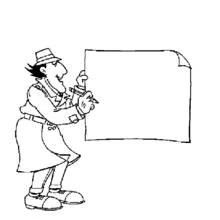 Dibujo de Gadget Inspector escribiendo en una gran hoja para colorear Dibujo de Gadget Inspector escribiendo en una gran hoja para colorear