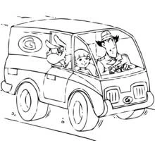 Dibujo de Gadget Inspector conduciendo su coche con Penny y Brenda para colorear Dibujo de Gadget Inspector conduciendo su coche con Penny y Brenda para colorear
