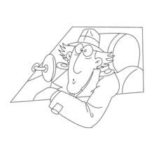 Dibujo de Gadget Inspector sentado en su coche para colorear Dibujo de Gadget Inspector sentado en su coche para colorear