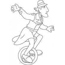 Dibujo de Gadget Inspector en equilibrio sobre un monociclo para colorear Dibujo de Gadget Inspector en equilibrio sobre un monociclo para colorear