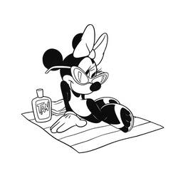 Dibujo de Minnie tumbada en una toalla de playa para colorear