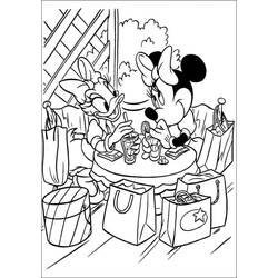Dibujo de Minnie y Daisy tomando algo después de las compras para colorear