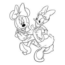 Dibujo de Minnie y Daisy paseando juntas para colorear