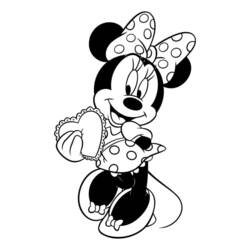Dibujo de Minnie sosteniendo un corazón para colorear