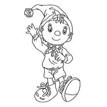 Dibujo de Noddy con mono de botones y zapatos grandes para colorear