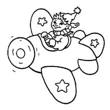 Dibujo de Noddy pilotando un pequeño avión para colorear