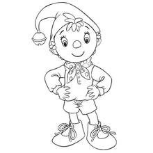 Dibujo de Noddy de pie con las manos en la cintura para colorear