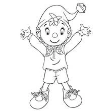 Dibujo de Noddy con los brazos levantados alegremente para colorear