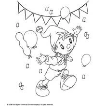 Dibujo de Noddy celebrando una fiesta para colorear