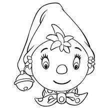 Dibujo de Noddy sonriente con su gran gorro de cascabel para colorear